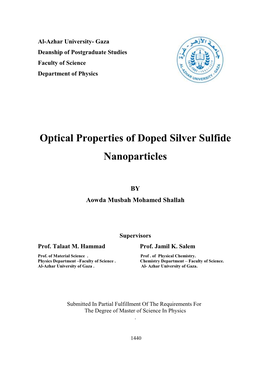 Optical Properties of Doped Silver Sulfide Nanoparticles