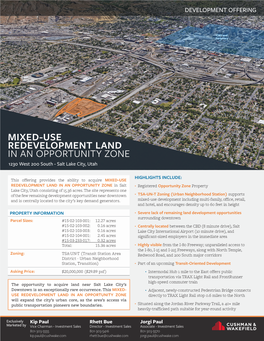 MIXED-USE REDEVELOPMENT LAND in an OPPORTUNITY ZONE 1230 West 200 South - Salt Lake City, Utah