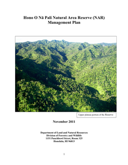 Hono O Nā Pali Management Plan 2012