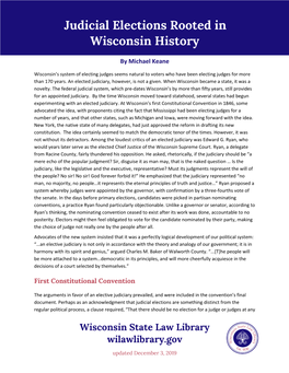 Judicial Elections and Wisconsin History