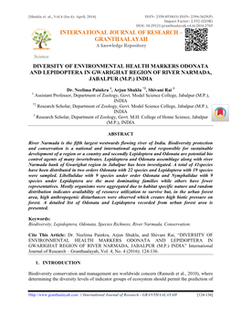 Diversity of Environmental Health Markers Odonata and Lepidoptera in Gwarighat Region of River Narmada, Jabalpur (M.P.) India
