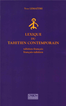 Le Lexique Du Tahitien Contemporain