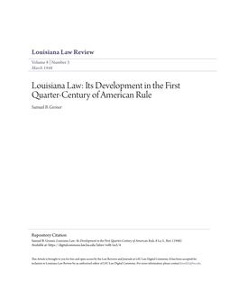 Louisiana Law Review Volume 8 | Number 3 March 1948