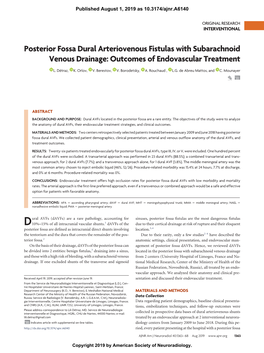 Posterior Fossa Dural Arteriovenous Fistulas with Subarachnoid Venous Drainage: Outcomes of Endovascular Treatment