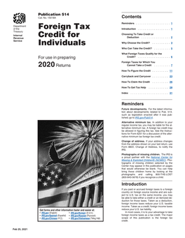 Publication 514, Foreign Tax Credit for Individuals