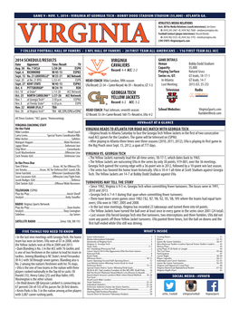 Virginia Cavaliers Georgia Tech Yellow Jackets