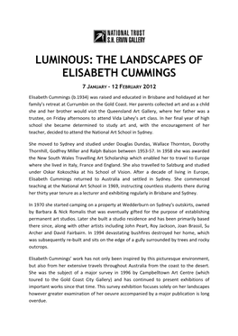 Luminous: the Landscapes of Elisabeth Cummings