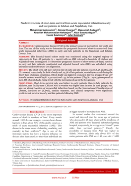 Predictive Factors of Short-Term Survival from Acute