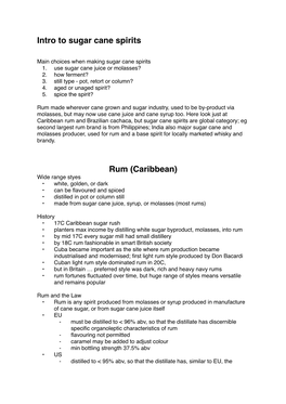 Intro to Sugar Cane Spirits