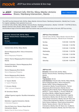 JEEP Bus Time Schedule & Line Route