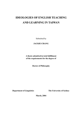 Ideologies of English Teaching and Learning in Taiwan