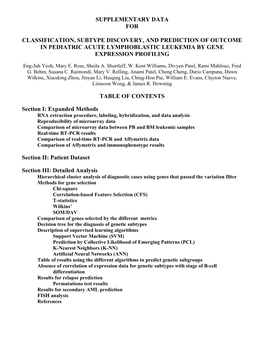 Supplementary Data for Classification, Subtype