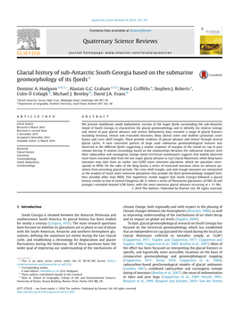 Glacial History of Sub-Antarctic South Georgia Based on the Submarine Geomorphology of Its Fjordsq