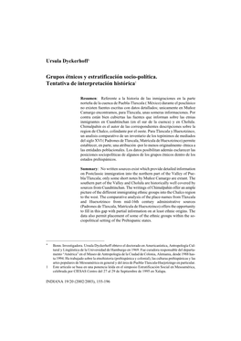 Grupos Étnicos Y Estratificación Socio-Política. Tentativa De Interpretación Histórica1