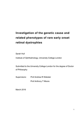 IFT140 with Non-Syndromic Retinal Dystrophy Or CRX with Macular Dystrophy