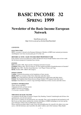 Basic Income 32 Spring 1999