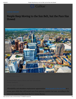 People Keep Moving to the Sun Belt, but the Pace Has Slowed