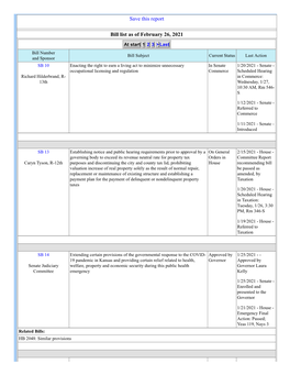 Bill List As of February 26, 2021