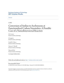 Conversion of Aniline to Azobenzene at Functionalized Carbon Nanotubes: a Possible Case of a Nanodimensional Reaction M