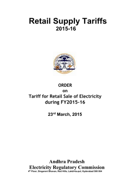 Retail Supply Tariffs 2015-16