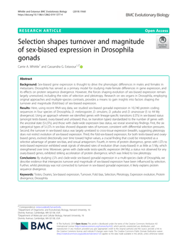 Selection Shapes Turnover and Magnitude of Sex-Biased Expression in Drosophila Gonads Carrie A