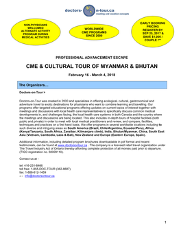 Cme & Cultural Tour of Myanmar & Bhutan