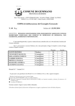 Rinnovo Convenzione Segretario Comunale Morciano-San Clemente