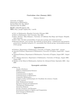 Curriculum Vitae (January 2021)