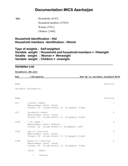 Documentation MICS Azerbaijan