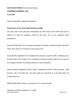 Restaurant Brands (Nz) Limited