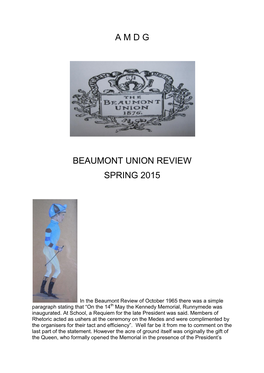 A M D G Beaumont Union Review Spring 2015