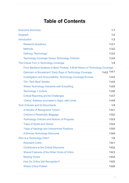 Constructive Technology Criticism 1.7.2 Better Living Through Criticism 1.7.3 Conclusion 1.8 Appendix A