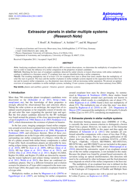 Extrasolar Planets in Stellar Multiple Systems (Research Note)