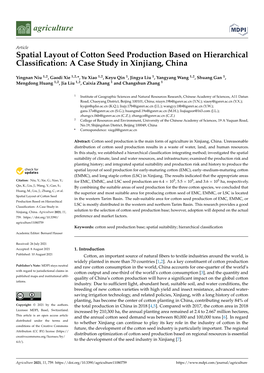 Spatial Layout of Cotton Seed Production Based on Hierarchical Classiﬁcation: a Case Study in Xinjiang, China