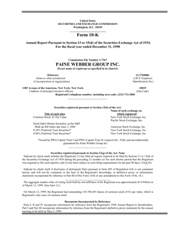 Form 10-K PAINE WEBBER GROUP INC