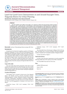 Land Use/Land Cover Characteristics in and Around Suryapet Town