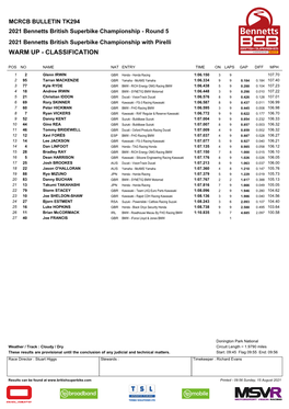 Superbike Classification