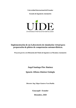 Implementación De Un Laboratorio De Simulación Virtual Para Preparación De Pilotos De Competencias Automovilísticas