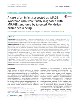 A Case of an Infant Suspected As IMAGE Syndrome Who Were Finally