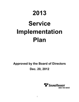 2013 Service Implementation Plan