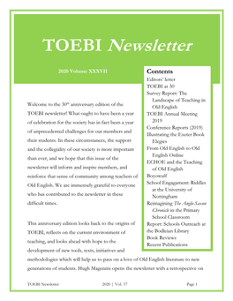 TOEBI Newsletter