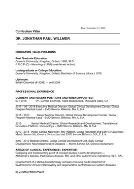 Dr. Jonathan Paul Willmer