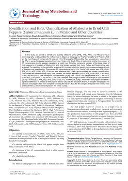 Identification and HPLC Quantification of Aflatoxins in Dried Chili Peppers