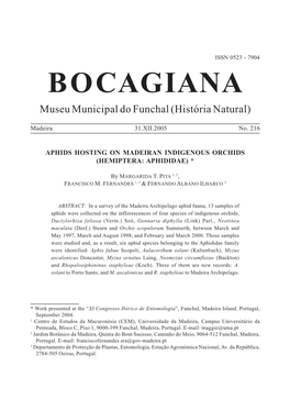 B O C a G I a N a Museu Municipal Do Funchal (História Natural)