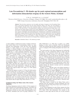 Late Precambrian U–Pb Titanite Age for Peak Regional Metamorphism and Deformation (Knoydartian Orogeny) in the Western Moine, Scotland