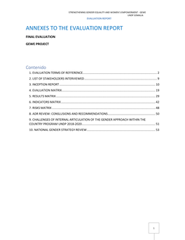 Annexes to the Evaluation Report