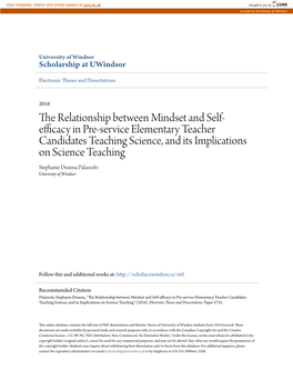 The Relationship Between Mindset and Self-Efficacy in Pre-Service Elementary Teacher Candidates Teaching Science, and Its Implications on Science Teaching