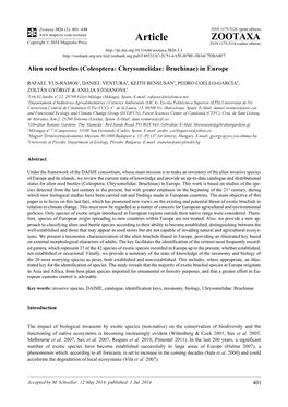 Alien Seed Beetles (Coleoptera: Chrysomelidae: Bruchinae) in Europe