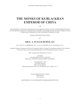 THE MONKS of Kublal KHAN EMPEROR of CHINA