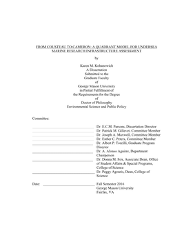 FROM COUSTEAU to CAMERON: a QUADRANT MODEL for UNDERSEA MARINE RESEARCH INFRASTRUCTURE ASSESSMENT By